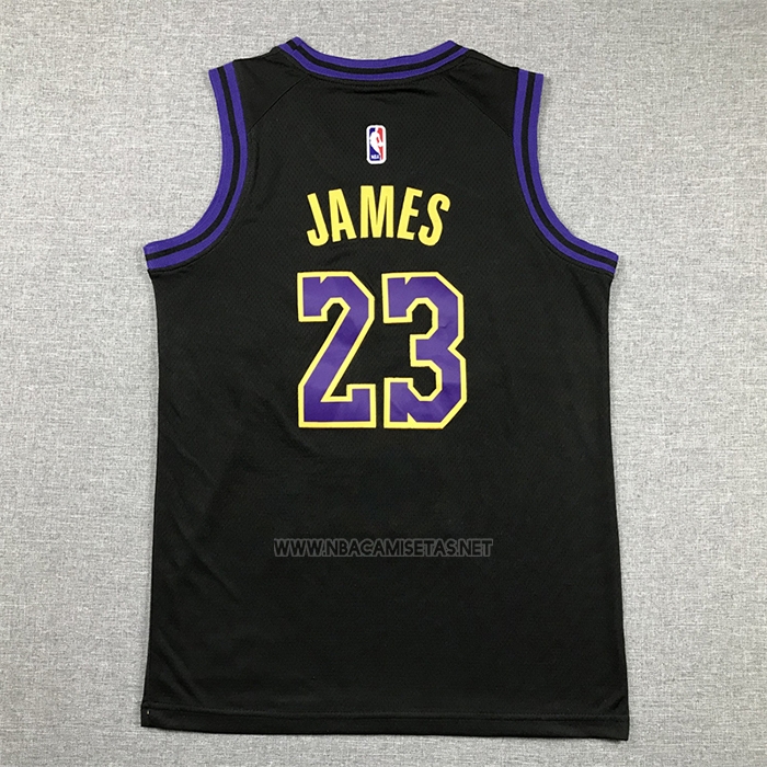 Camiseta Nino Los Angeles Lakers Lebron James NO 23 Ciudad 2023-24 Negro